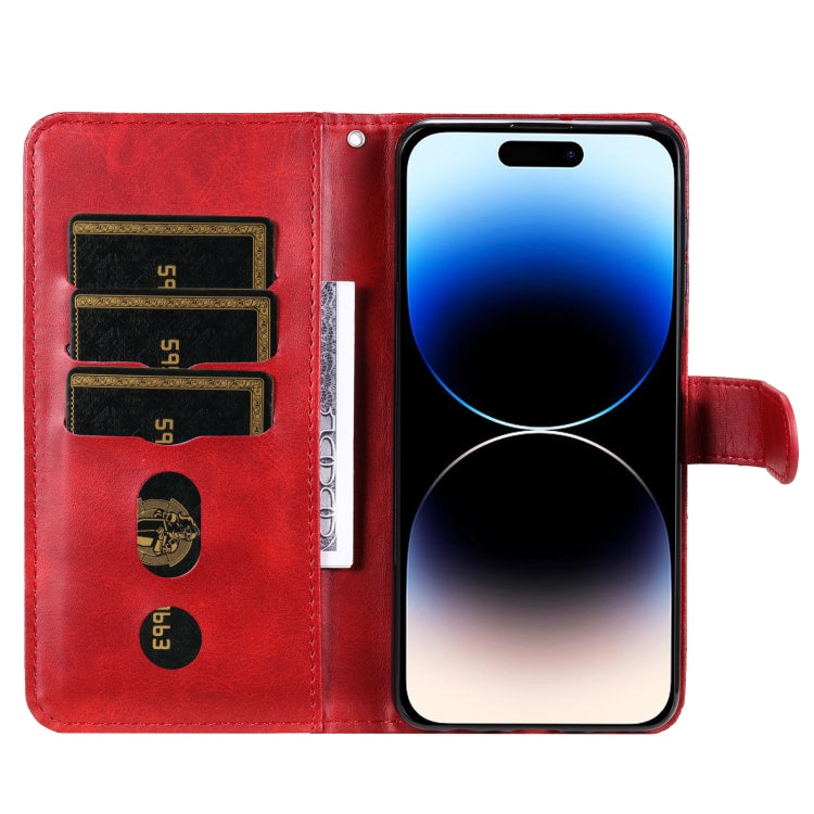 For iPhone 15 Pro Fashion Calf Texture Zipper Leather Phone Case(Red) - HoMEdemic™ 