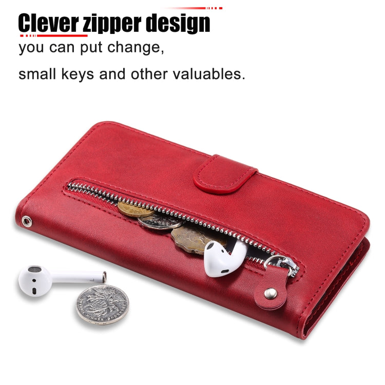 For iPhone 15 Pro Fashion Calf Texture Zipper Leather Phone Case(Red) - HoMEdemic™ 