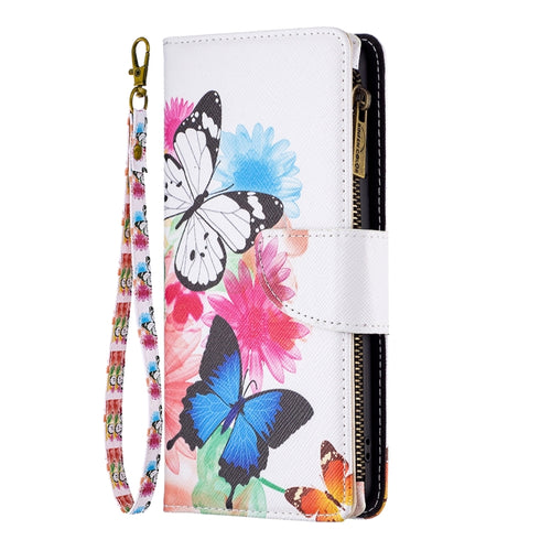 For iPhone 15 Pro Max Colored Drawing Pattern Zipper Phone Leather Case(Two Butterflies) - HoMEdemic™ 