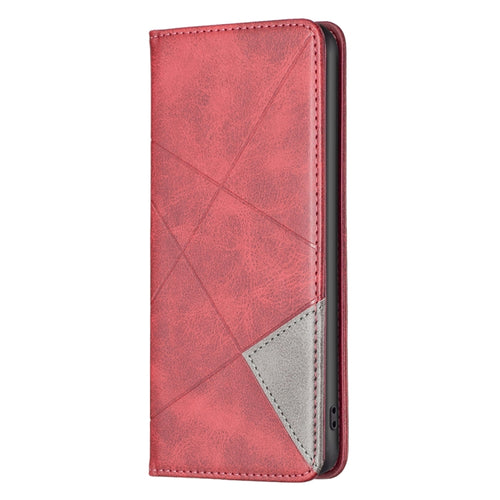 For iPhone 15 Pro Max Rhombus Texture Magnetic Leather Phone Case(Red) - HoMEdemic™ 