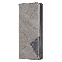 For iPhone 15 Pro Max Rhombus Texture Magnetic Leather Phone Case(Grey) - HoMEdemic™ 
