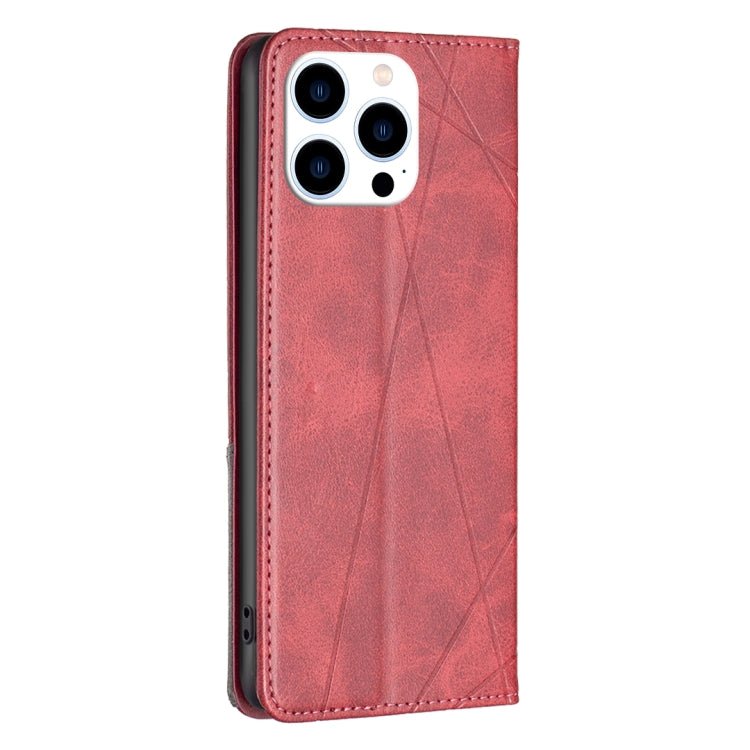 For iPhone 15 Pro Rhombus Texture Magnetic Leather Phone Case(Red) - HoMEdemic™ 
