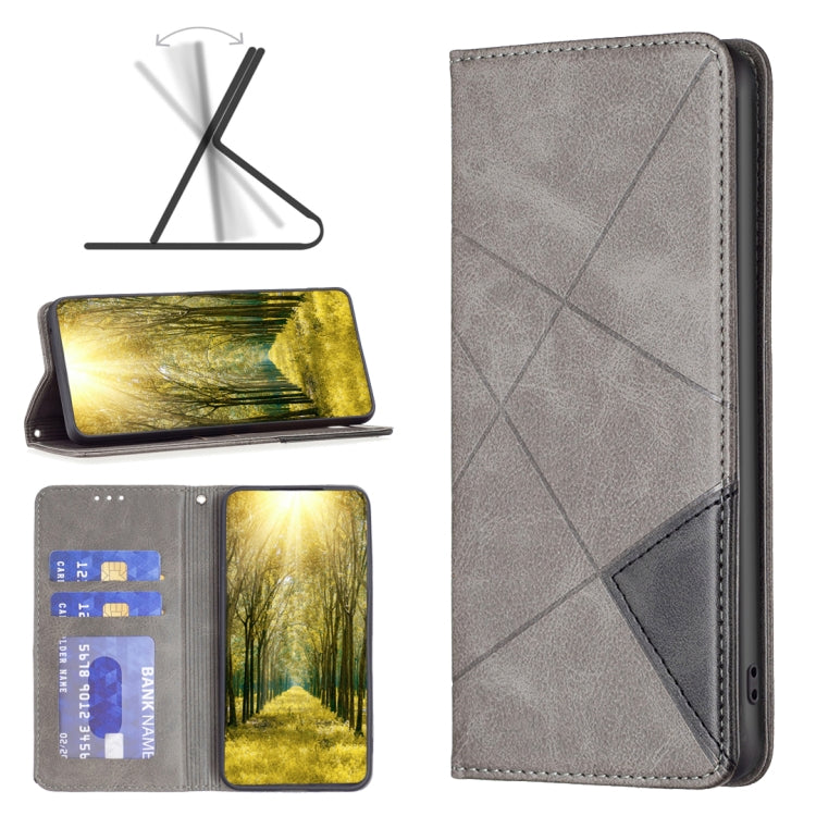 For iPhone 15 Pro Rhombus Texture Magnetic Leather Phone Case(Grey) - HoMEdemic™ 
