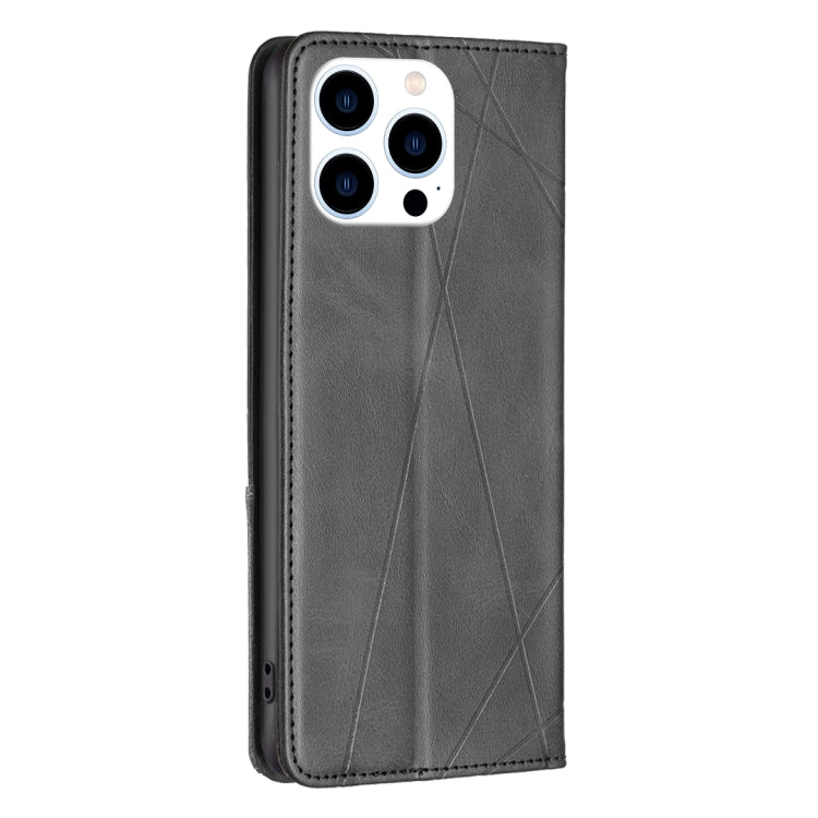 For iPhone 15 Pro Rhombus Texture Magnetic Leather Phone Case(Black) - HoMEdemic™ 