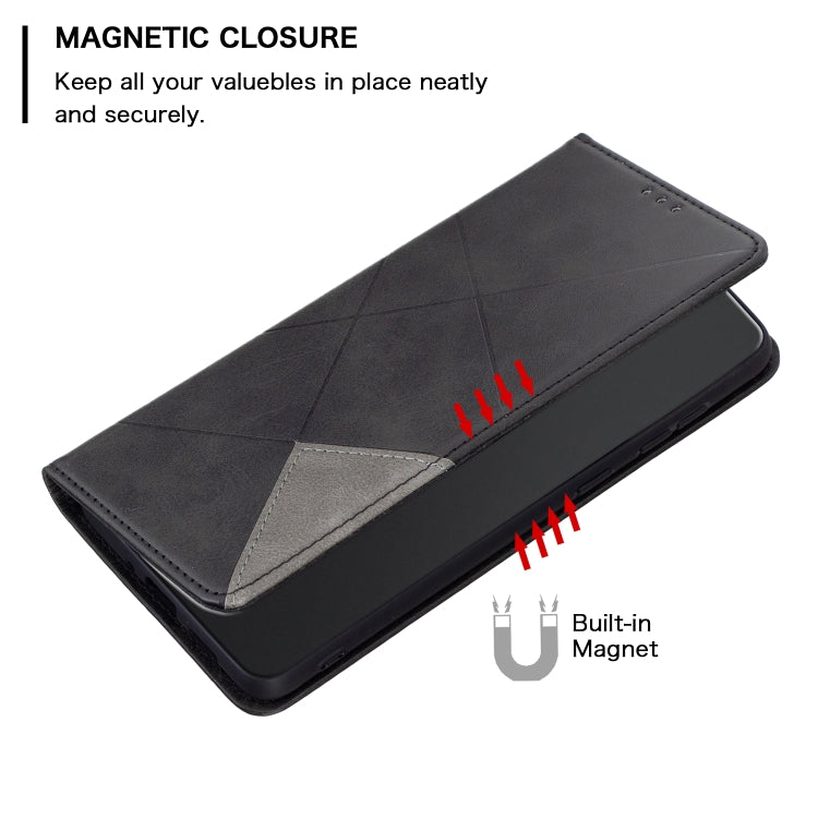 For iPhone 15 Pro Rhombus Texture Magnetic Leather Phone Case(Black) - HoMEdemic™ 