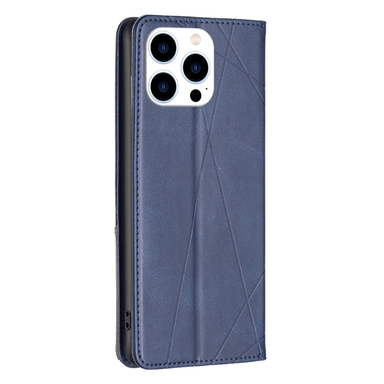 For iPhone 15 Pro Rhombus Texture Magnetic Leather Phone Case(Blue) - HoMEdemic™ 