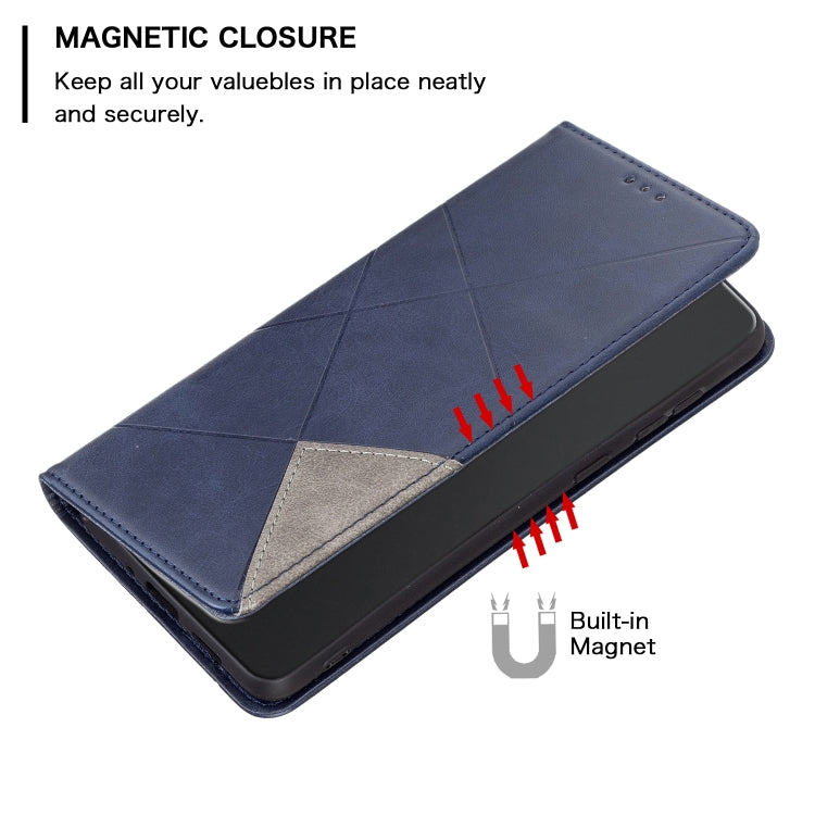 For iPhone 15 Pro Rhombus Texture Magnetic Leather Phone Case(Blue) - HoMEdemic™ 
