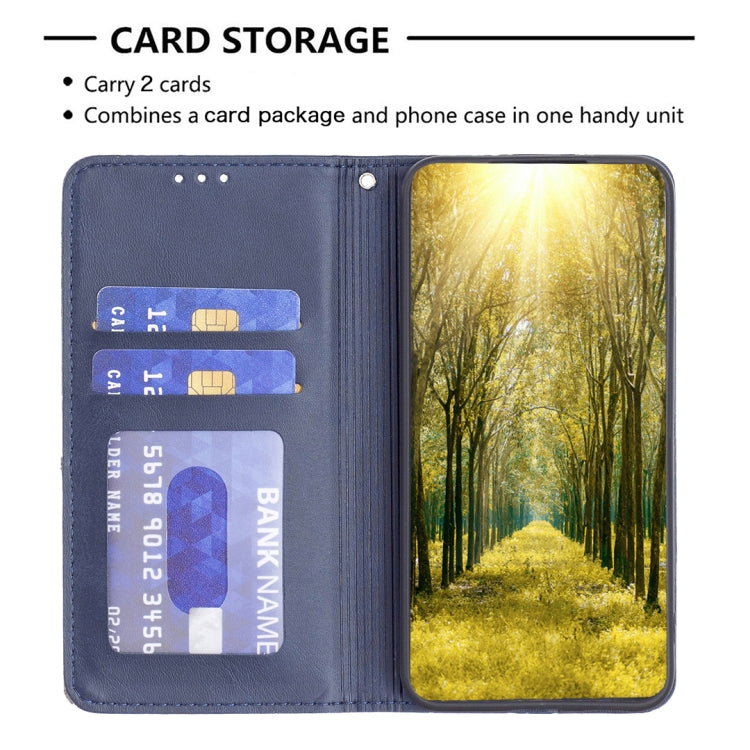 For iPhone 15 Pro Rhombus Texture Magnetic Leather Phone Case(Blue) - HoMEdemic™ 