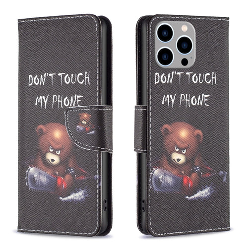 For iPhone 15 Pro Max Colored Drawing Pattern Leather Phone Case(Bear) - HoMEdemic™ 