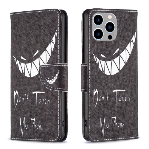 For iPhone 15 Pro Max Colored Drawing Pattern Leather Phone Case(Smirk) - HoMEdemic™ 