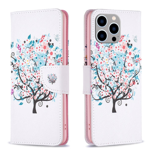 For iPhone 15 Pro Max Colored Drawing Pattern Leather Phone Case(Tree) - HoMEdemic™ 