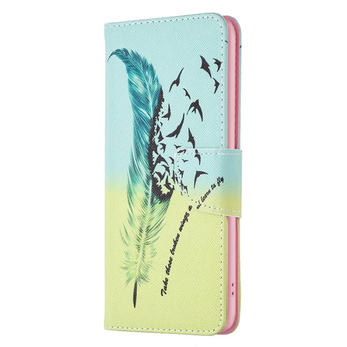 For iPhone 15 Pro Max Colored Drawing Pattern Leather Phone Case(Feather) - HoMEdemic™ 