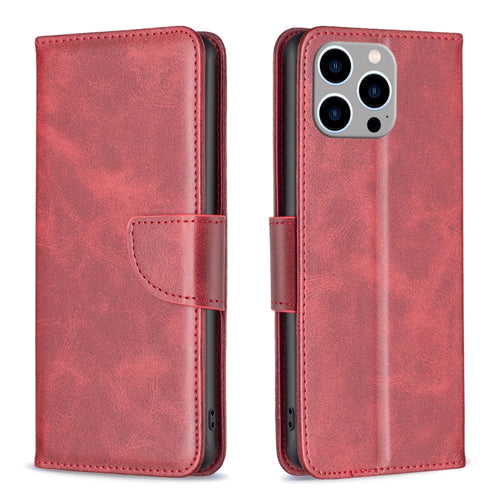 For iPhone 15 Pro Max Lambskin Texture Pure Color Flip Leather Phone Case(Red) - HoMEdemic™ 