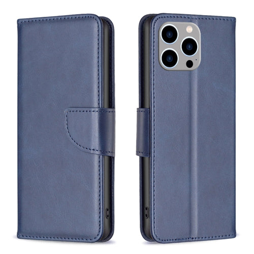 For iPhone 15 Pro Max Lambskin Texture Pure Color Flip Leather Phone Case(Blue) - HoMEdemic™ 