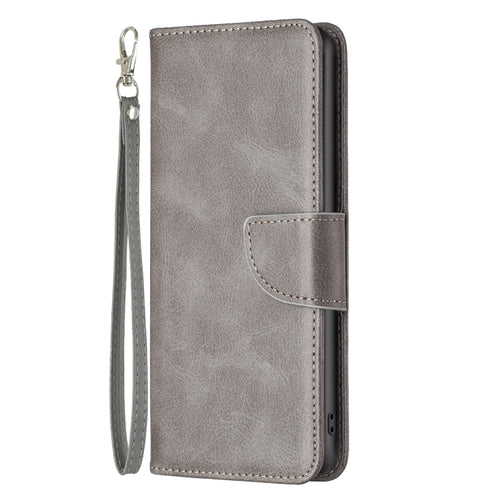 For iPhone 15 Pro Max Lambskin Texture Pure Color Flip Leather Phone Case(Grey) - HoMEdemic™ 