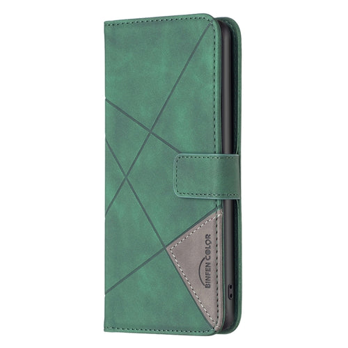 For iPhone 15 Pro Max Magnetic Buckle Rhombus Texture Leather Phone Case(Green) - HoMEdemic™ 