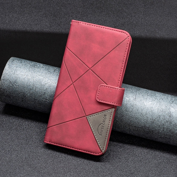 For iPhone 15 Pro Magnetic Buckle Rhombus Texture Leather Phone Case(Red) - HoMEdemic™ 