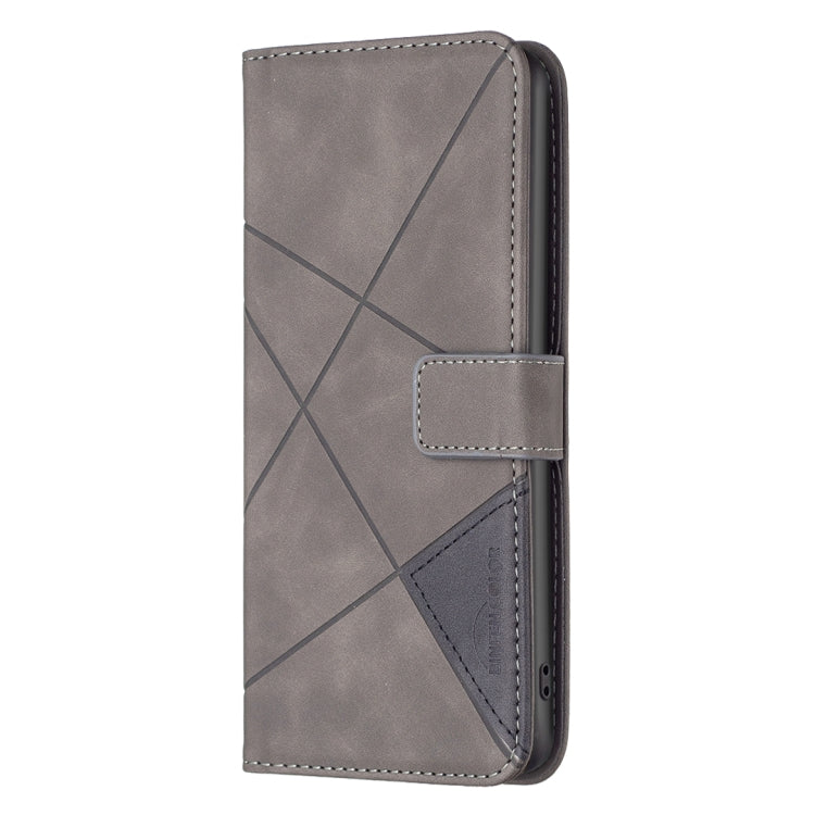 For iPhone 15 Pro Magnetic Buckle Rhombus Texture Leather Phone Case(Grey) - HoMEdemic™ 