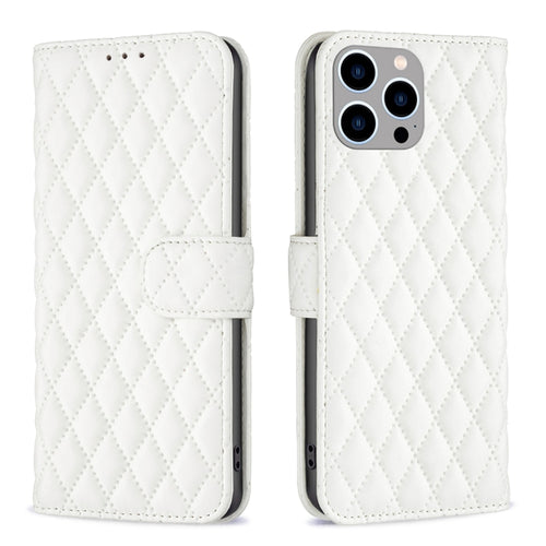 For iPhone 15 Pro Max Diamond Lattice Wallet Flip Leather Phone Case(White) - HoMEdemic™ 