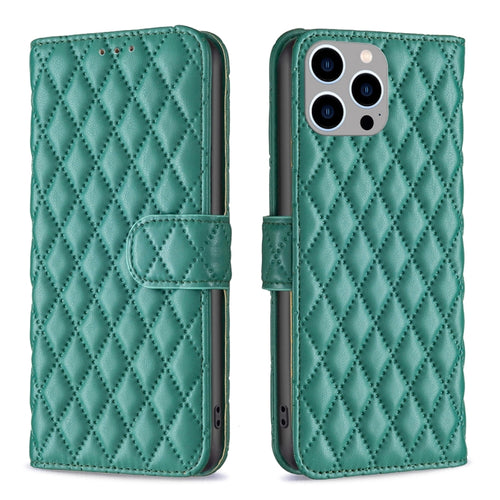 For iPhone 15 Pro Max Diamond Lattice Wallet Flip Leather Phone Case(Green) - HoMEdemic™ 