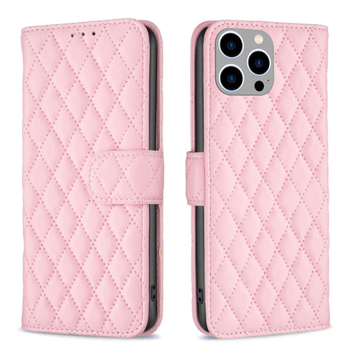 For iPhone 15 Pro Max Diamond Lattice Wallet Flip Leather Phone Case(Pink) - HoMEdemic™ 