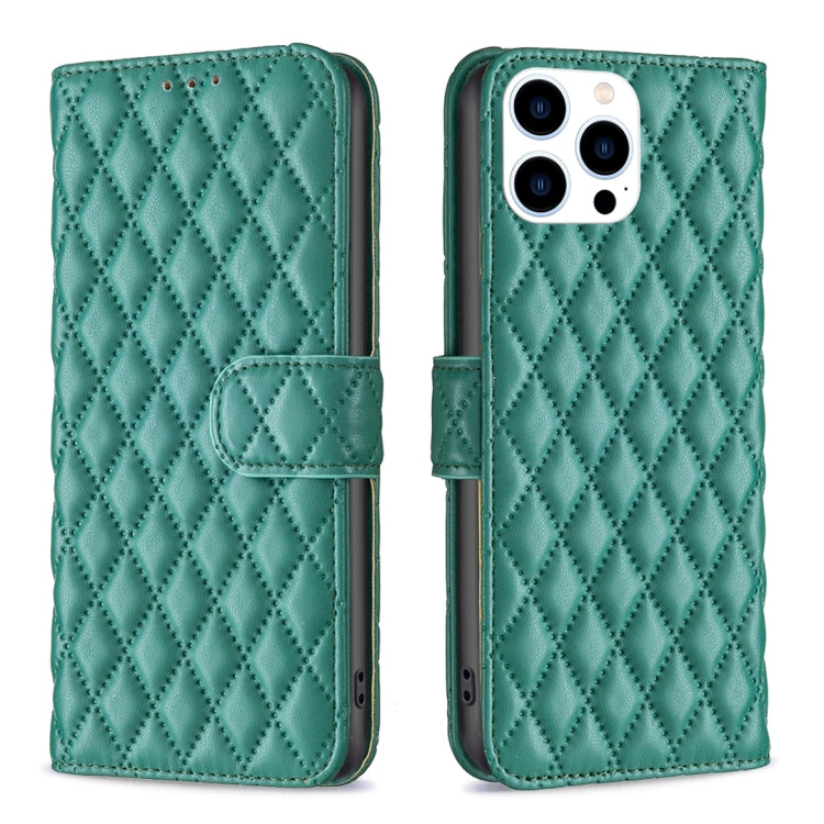 For iPhone 15 Pro Diamond Lattice Wallet Flip Leather Phone Case(Green) - HoMEdemic™ 