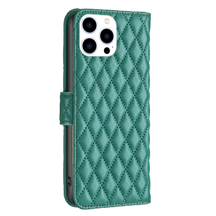 For iPhone 15 Pro Diamond Lattice Wallet Flip Leather Phone Case(Green) - HoMEdemic™ 