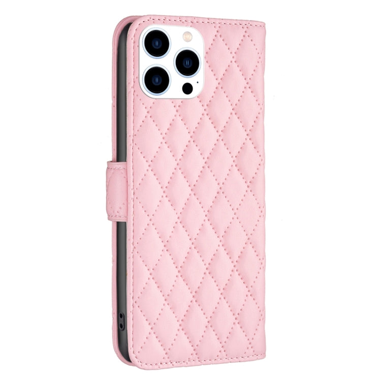 For iPhone 15 Pro Diamond Lattice Wallet Flip Leather Phone Case(Pink) - HoMEdemic™ 