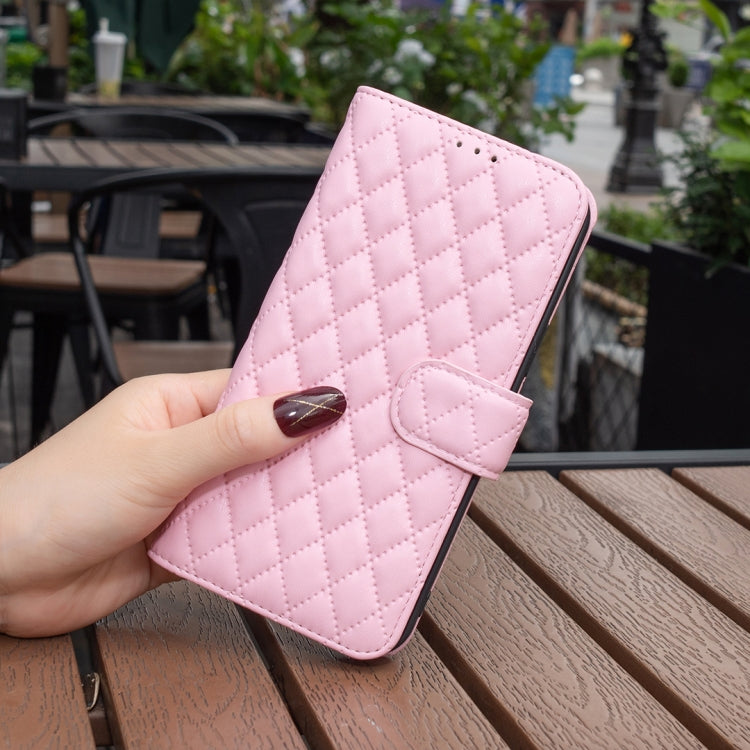 For iPhone 15 Pro Diamond Lattice Wallet Flip Leather Phone Case(Pink) - HoMEdemic™ 