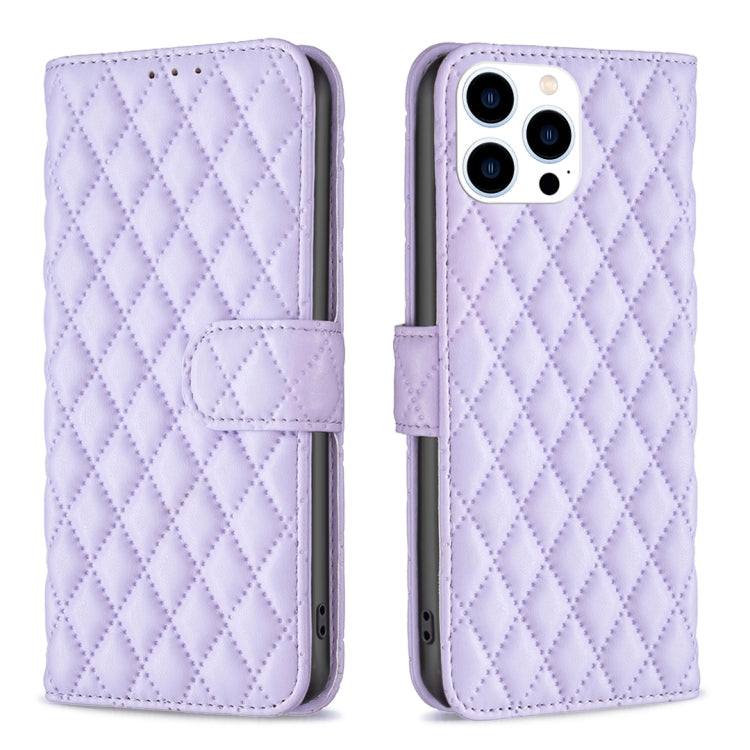 For iPhone 15 Pro Diamond Lattice Wallet Flip Leather Phone Case(Purple) - HoMEdemic™ 