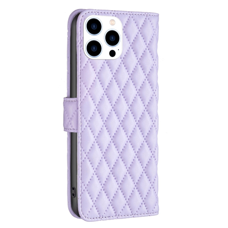 For iPhone 15 Pro Diamond Lattice Wallet Flip Leather Phone Case(Purple) - HoMEdemic™ 