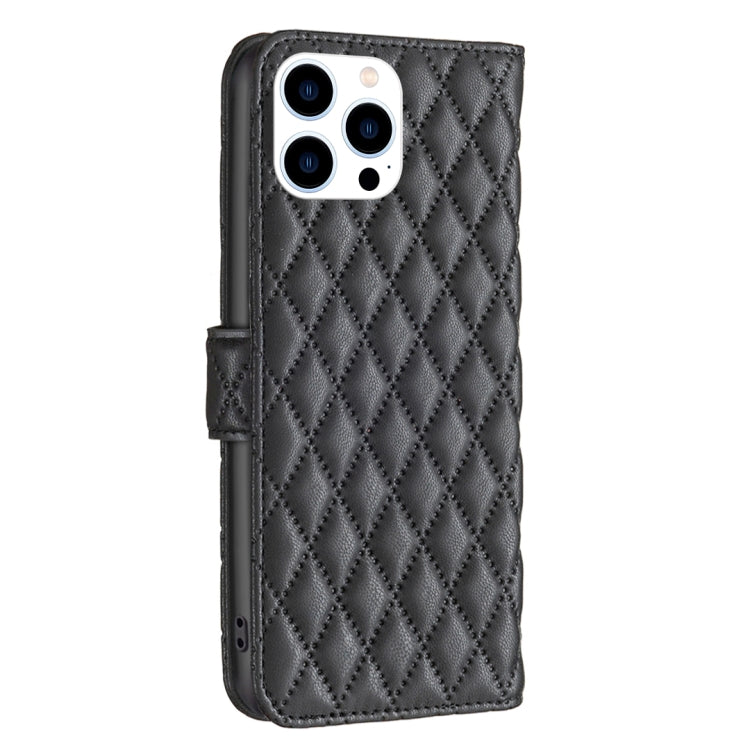 For iPhone 15 Pro Diamond Lattice Wallet Flip Leather Phone Case(Black) - HoMEdemic™ 