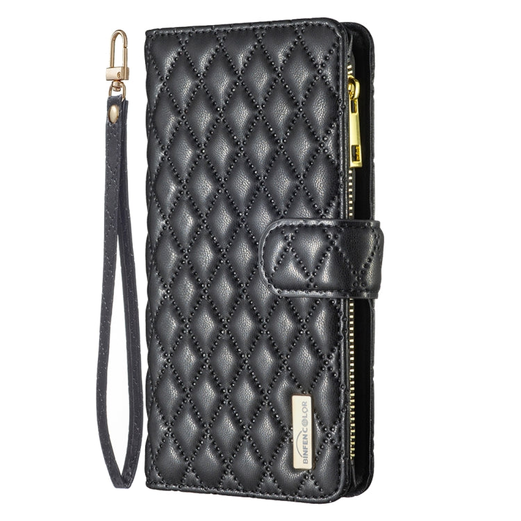For iPhone 15 Pro Diamond Lattice Zipper Wallet Leather Flip Phone Case(Black) - HoMEdemic™ 