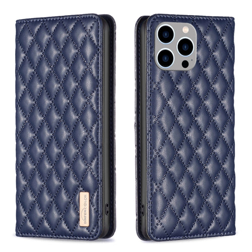 For iPhone 15 Pro Max Diamond Lattice Magnetic Leather Flip Phone Case(Blue) - HoMEdemic™ 