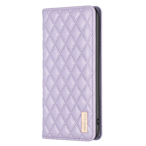 For iPhone 15 Pro Max Diamond Lattice Magnetic Leather Flip Phone Case(Purple) - HoMEdemic™ 