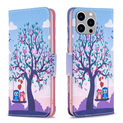 For iPhone 15 Pro Max Colored Drawing Pattern Flip Leather Phone Case(Owl) - HoMEdemic™ 