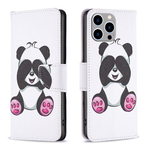 For iPhone 15 Pro Max Colored Drawing Pattern Flip Leather Phone Case(Panda) - HoMEdemic™ 