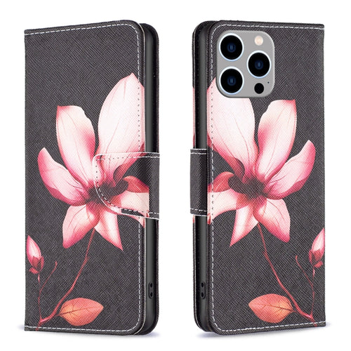 For iPhone 15 Pro Max Colored Drawing Pattern Flip Leather Phone Case(Lotus) - HoMEdemic™ 