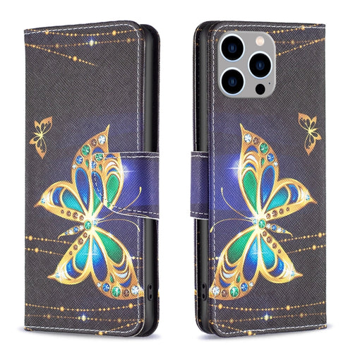 For iPhone 15 Pro Max Colored Drawing Pattern Flip Leather Phone Case(Big Butterfly) - HoMEdemic™ 