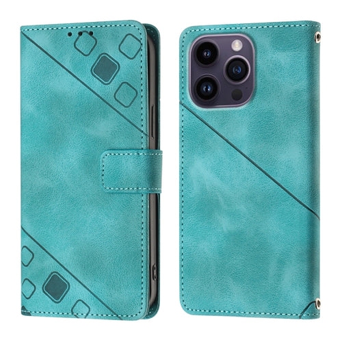 For iPhone 15 Pro Max Skin-feel Embossed Leather Phone Case(Green) - HoMEdemic™ 