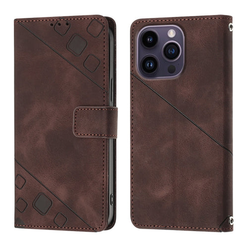 For iPhone 15 Pro Max Skin-feel Embossed Leather Phone Case(Brown) - HoMEdemic™ 