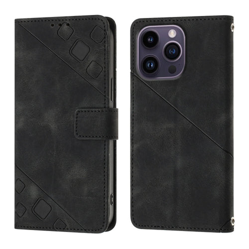 For iPhone 15 Pro Max Skin-feel Embossed Leather Phone Case(Black) - HoMEdemic™ 