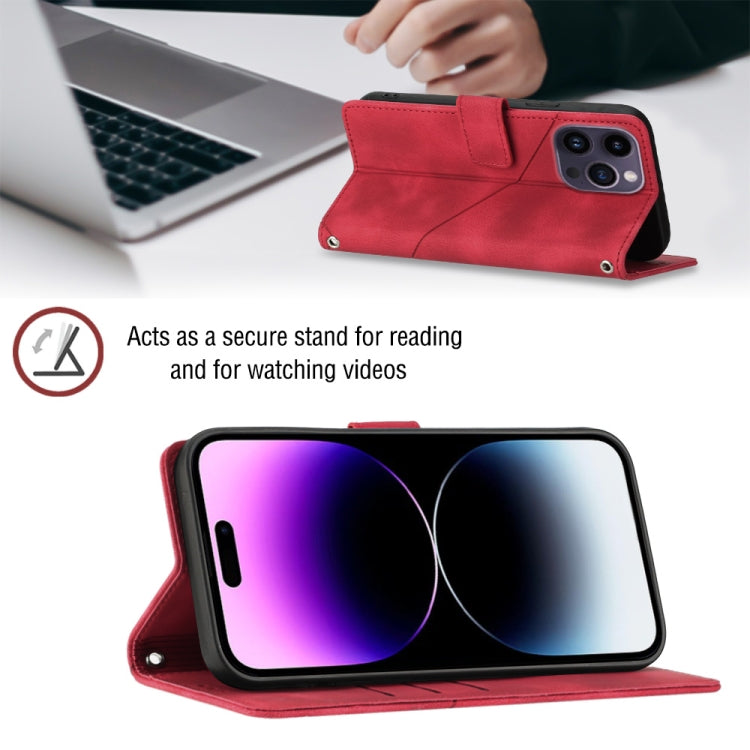 For iPhone 15 Pro Skin-feel Embossed Leather Phone Case(Red) - HoMEdemic™ 