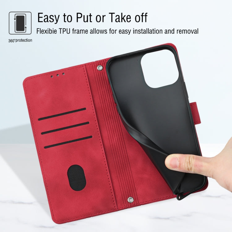 For iPhone 15 Pro Skin-feel Embossed Leather Phone Case(Red) - HoMEdemic™ 