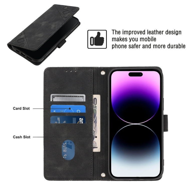 For iPhone 15 Pro Skin-feel Embossed Leather Phone Case(Black) - HoMEdemic™ 