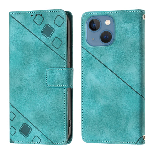 For iPhone 15 Skin-feel Embossed Leather Phone Case(Green) - HoMEdemic™ 