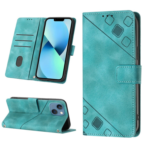 For iPhone 15 Skin-feel Embossed Leather Phone Case(Green) - HoMEdemic™ 