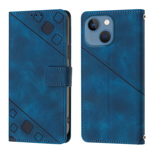 For iPhone 15 Skin-feel Embossed Leather Phone Case(Blue) - HoMEdemic™ 