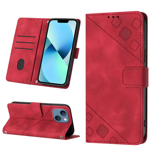 For iPhone 15 Skin-feel Embossed Leather Phone Case(Red) - HoMEdemic™ 