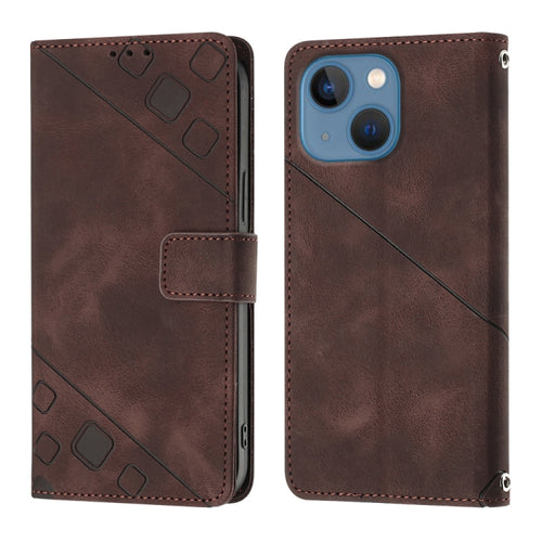 For iPhone 15 Skin-feel Embossed Leather Phone Case(Brown) - HoMEdemic™ 